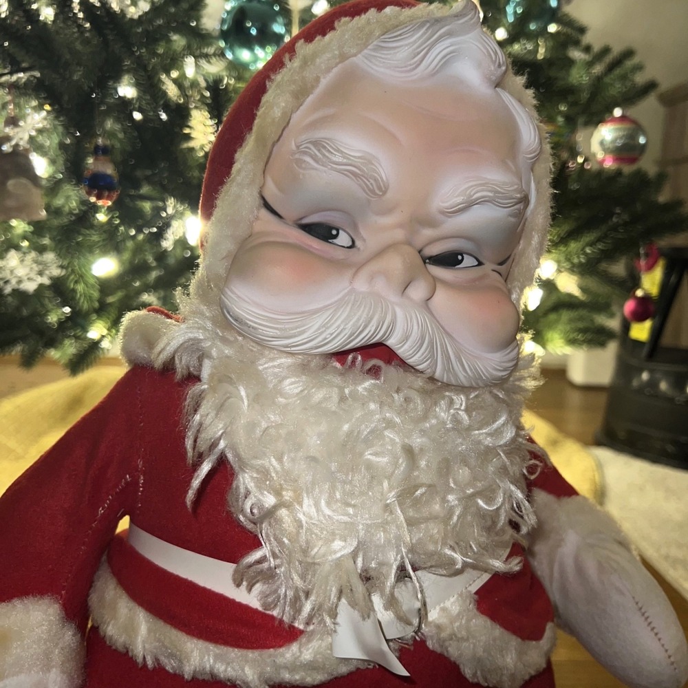 Vintage Rushton Co. Santa Claus Plush Doll Rubber Face White Boots 20"‎